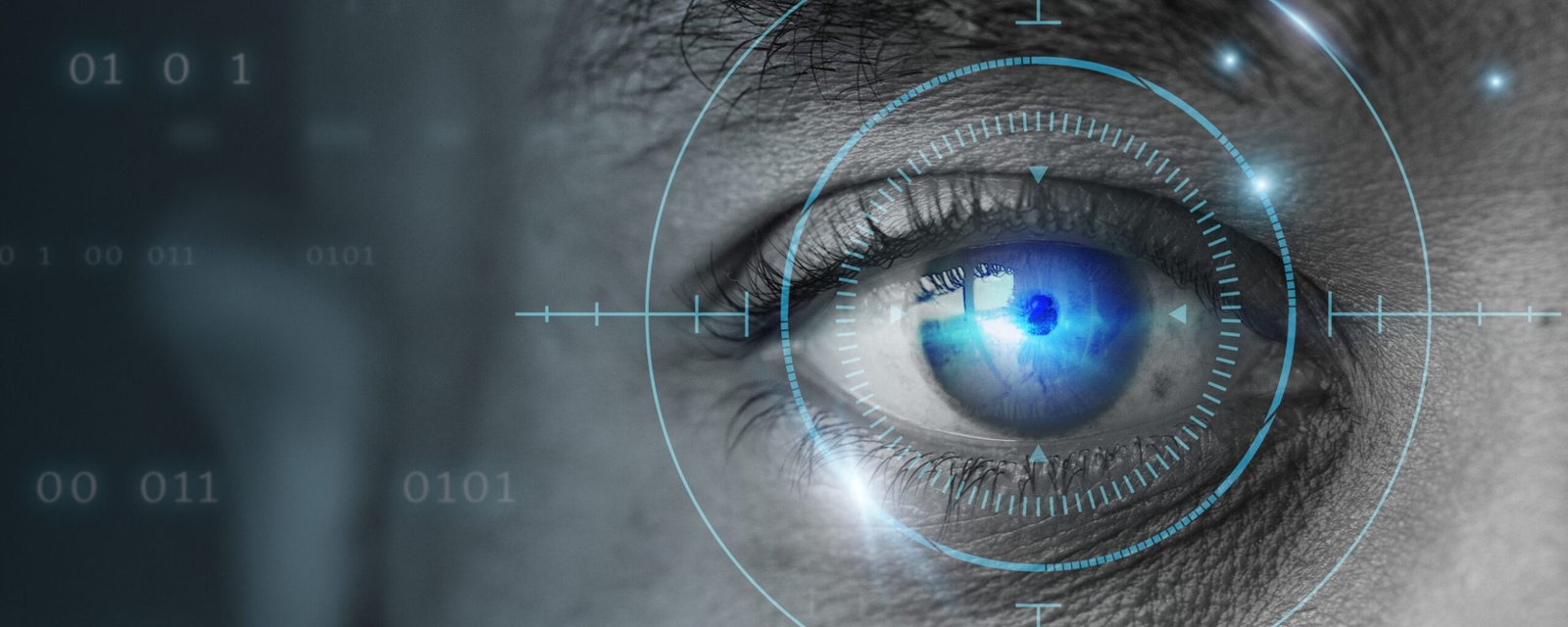 Retinal biometrics technology with man&rsquo;s eye digital remix